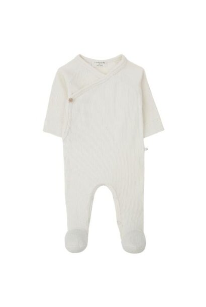 1+ in the family pauline newborn jumpsuit w/feet ivory | romper