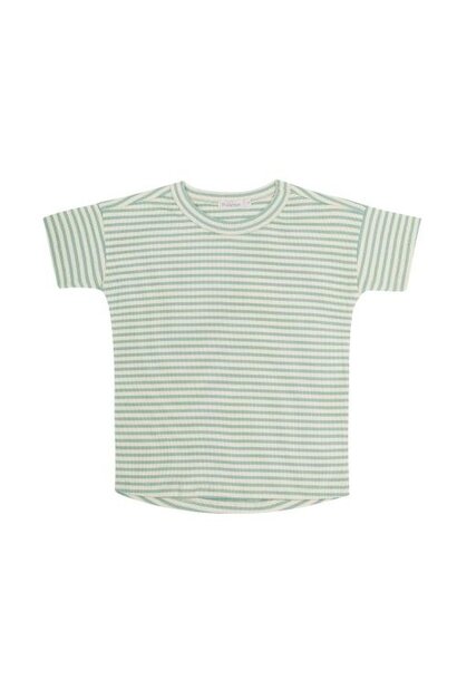 Phil&Phae Baby rib tee s/s stripes sea foam | t-shirt