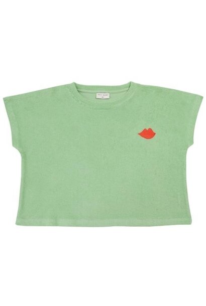 Petit Blush towel "kiss" tee quiet green | t-shirt