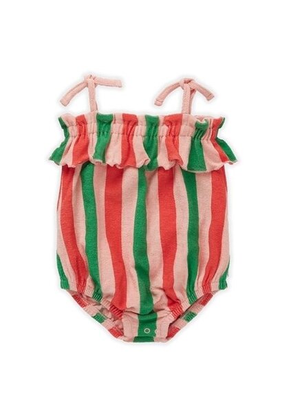 Sproet & Sprout romper ruffle stripe coral | body