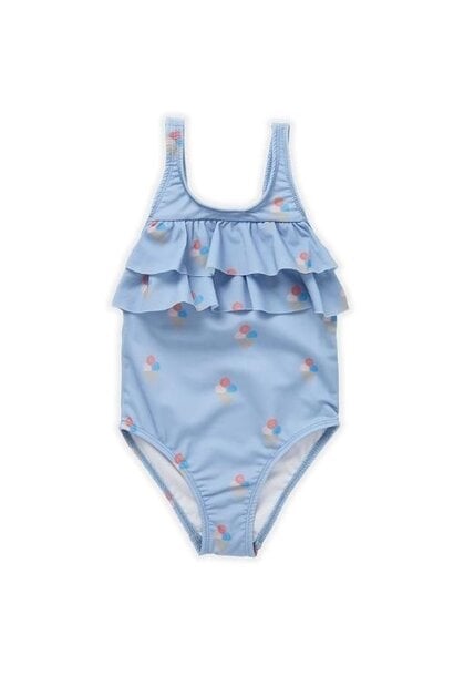 Sproet & Sprout swimsuit ruffles ice cream print blue mood | badpak