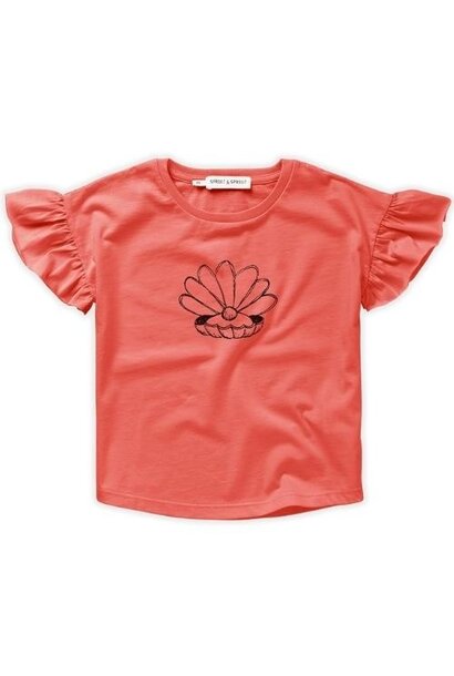 Sproet & Sprout t-shirt ruffle shell coral | tee