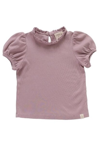 Navy Natural holly top mauve rib | t-shirt