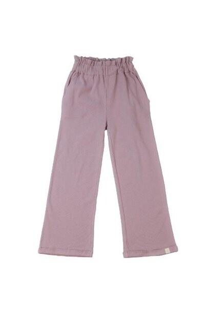 Navy Natural wide leg pants mauve rib | broek