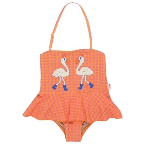 Tinycottons flamingos swimsuit marigold dark pink | badpak-1