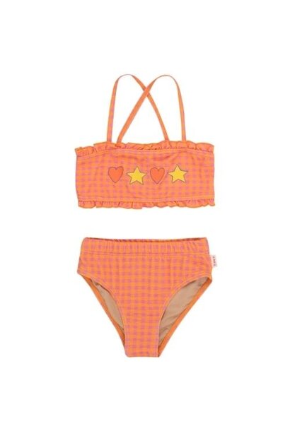 Tinycottons check swim set marigold dark pink | bikini