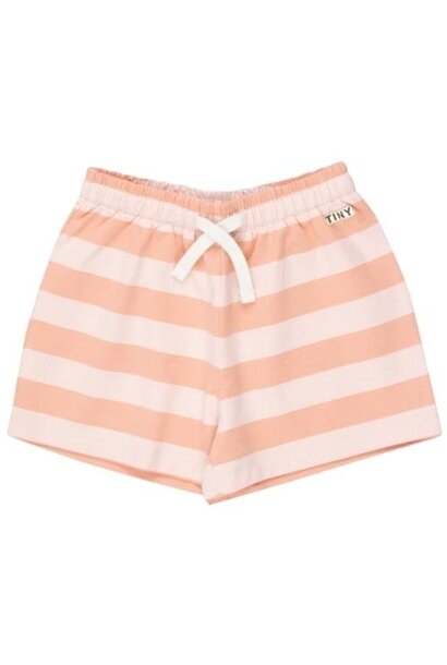 Tinycottons stripes short pastel pink papaya | korte broek