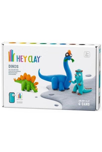 Hey Clay dinos stegosaurus, pachycephalosaurus, brachiosaurus - 6 cans | boetseerklei