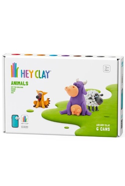 Hey Clay animals: cow, dog, sheep - 6 cans | boetseerklei