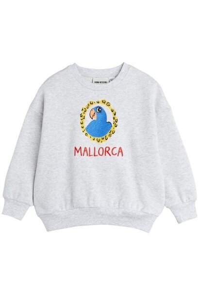 Mini Rodini parrot emb sweatshirt grey melange | trui