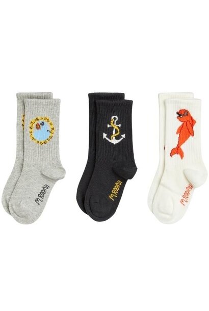 Mini Rodini dolphin 3-pack socks multi | sokken