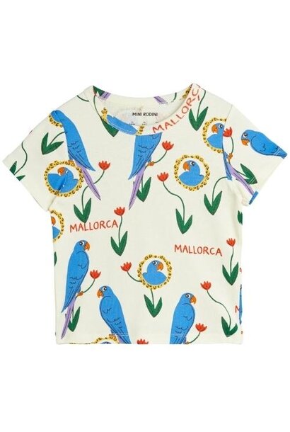 Mini Rodini parrots aop ss tee multi | t-shirt