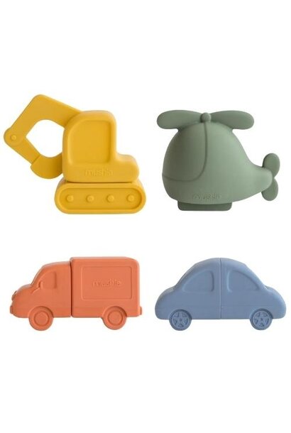 Mushie bath set vehicles 4-pack | badspeeltjes