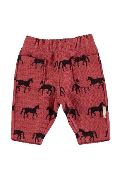 Piupiuchick baby jogging pants old pink w/ black horses w/ animal print | broek