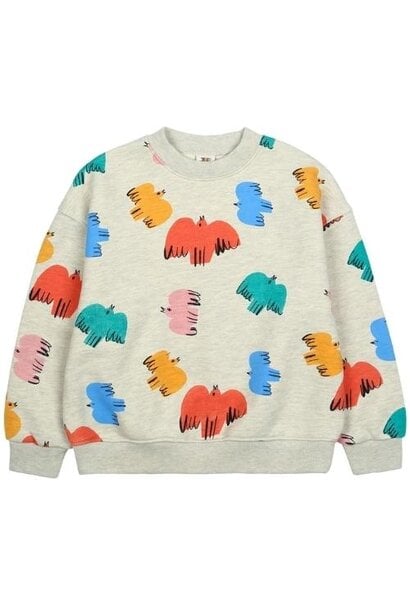 Jelly Mallow colorful bird sweatshirt oatmeal | trui