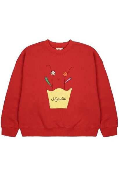 Jelly Mallow flowerpot sweatshirt red | trui