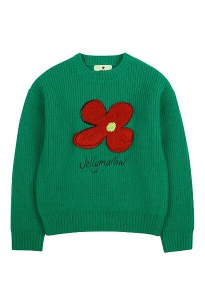 Jelly Mallow jm flower sweater green | trui