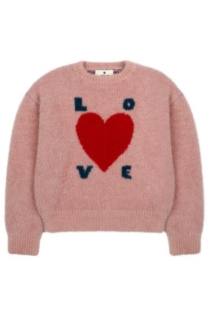 Jelly Mallow love sweater pink | trui