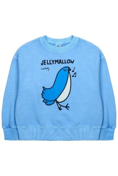 Jelly Mallow bird pigment sweatshirt blue | trui