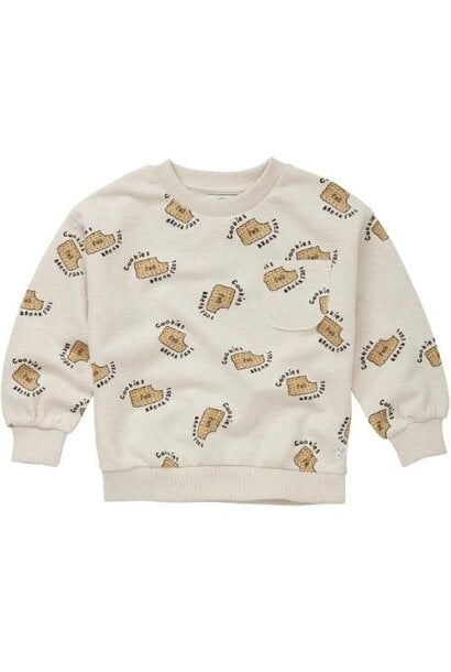 Sproet & Sprout sweatshirt pocket cookies print ivory | trui