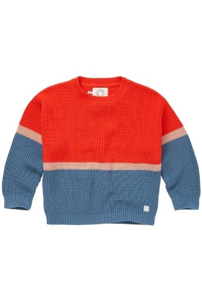 Sproet & Sprout sweater colourblock boys tomato | trui