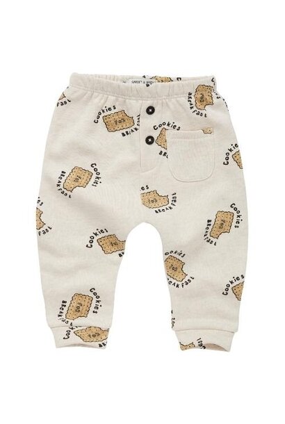 Sproet & Sprout baby sweatpants cookies print ivory melee | broek