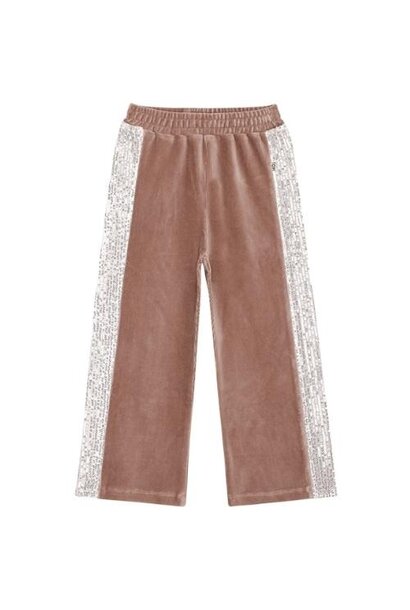 House of Jamie wide sequins pants warm taupe & ecru | broek