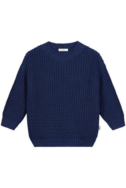 Yuki chunky knitted sweater - navy | trui