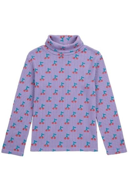 Bobo Choses cherry all over turtle neck t-shirt lavender | longsleeve