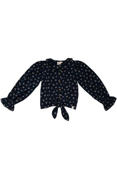 Navy Natural faye blouse dark blue flower | top