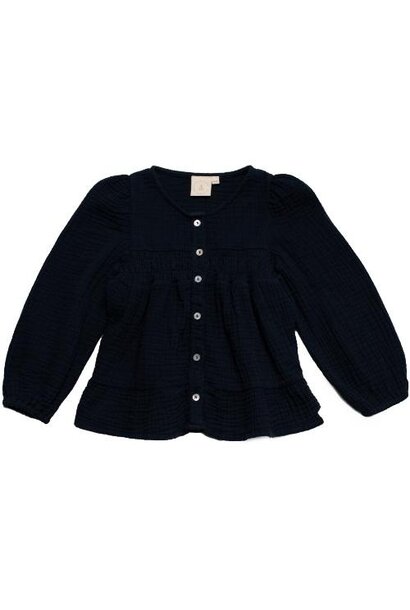 Navy Natural emilia blouse navy mousseline | top