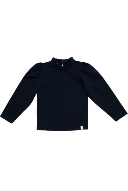 Navy Natural loulou top navy broderie | shirt