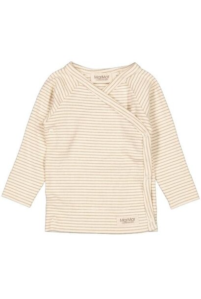 MarMar Copenhagen tuti wrap ls newborn baby modal fine rib sandstone stripe | wikkeltop