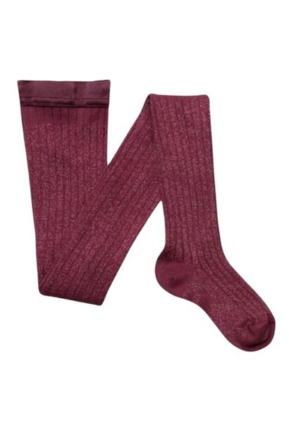 Collegien amelie glitter ribbed tights raisin rose | maillot