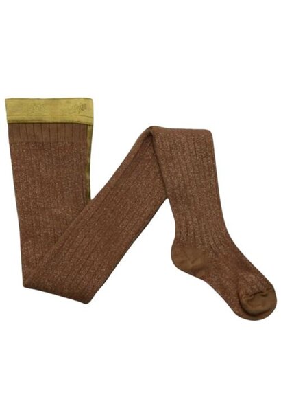 Collegien amelie glitter ribbed tights biscuit | maillot