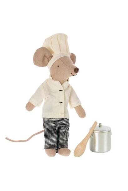 Maileg chef mouse w. soup pot and spoon | muis