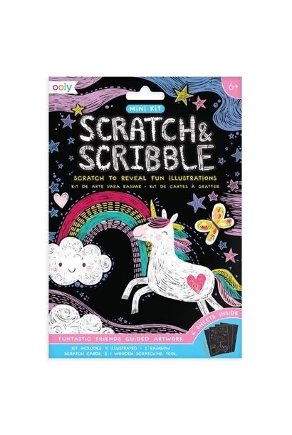 Ooly mini scratch & scribble - funtastic friends | kraskaarten