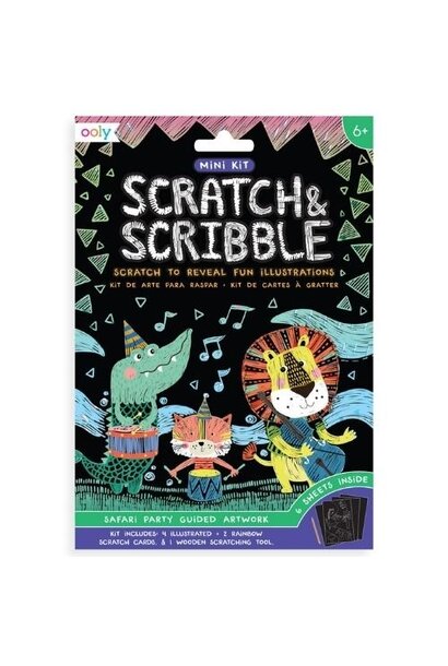 Ooly mini scratch & scribble - safari party | kraskaarten