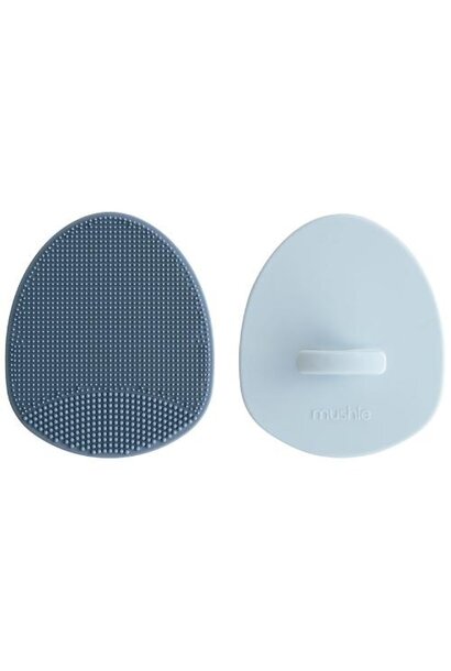 Mushie cradle cap brush tradewinds periwinkle | baby borstel