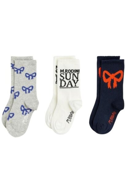 Mini Rodini bow 3-pack socks multi | sokken