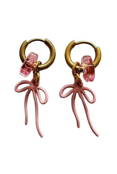 ByMelo oorbellen strik roze | sieraad