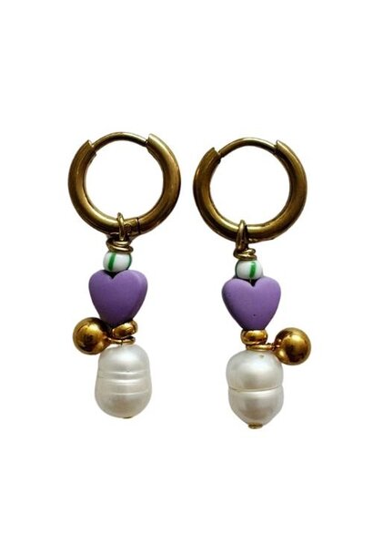 ByMelo oorbellen hart parel multi | sieraad