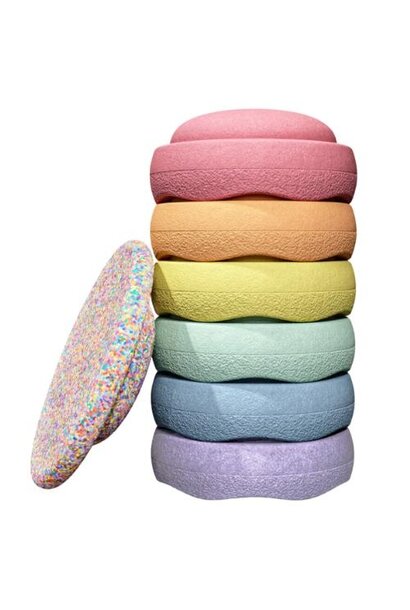 Stapelstein original super confetti rainbow pastel set 6 + 1 | speelgoed
