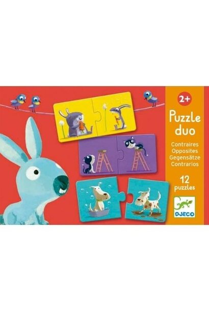 Djeco puzzel duo 'opposites' 12 x 2 stukjes | puzzel