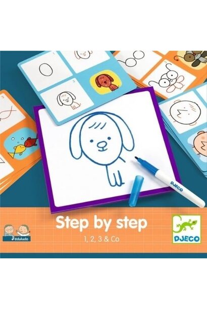 Djeco step by step 1, 2, 3 en co leren tekenen | tekenkaarten