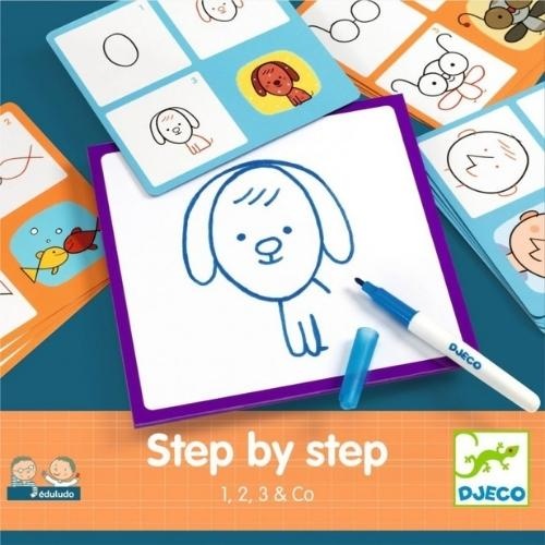 Djeco step by step 1, 2, 3 en co leren tekenen | tekenkaarten-1
