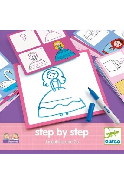Djeco step by step josephine en co leren tekenen | tekenkaarten