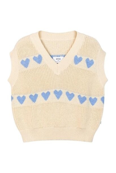 Repose ams knit spencer - summer day blue hearts | pullover