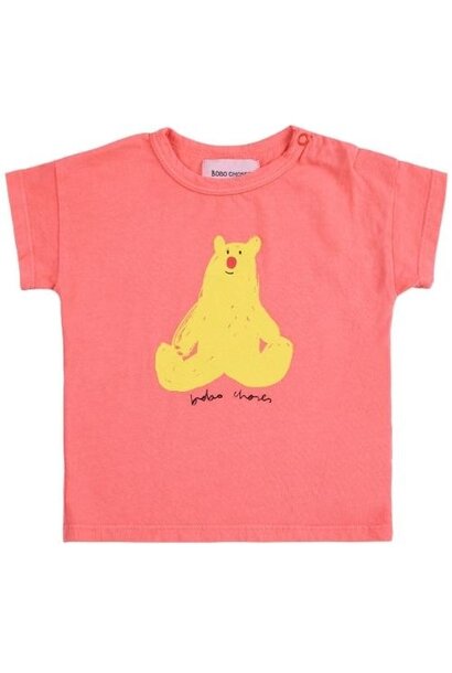 Bobo Choses baby hug me bear t-shirt coral pink | tee