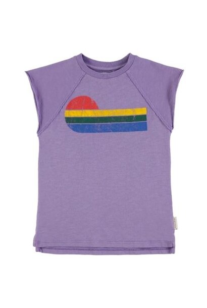 Piupiuchick t-shirt dress purple w/ multicolor wave print | jurk
